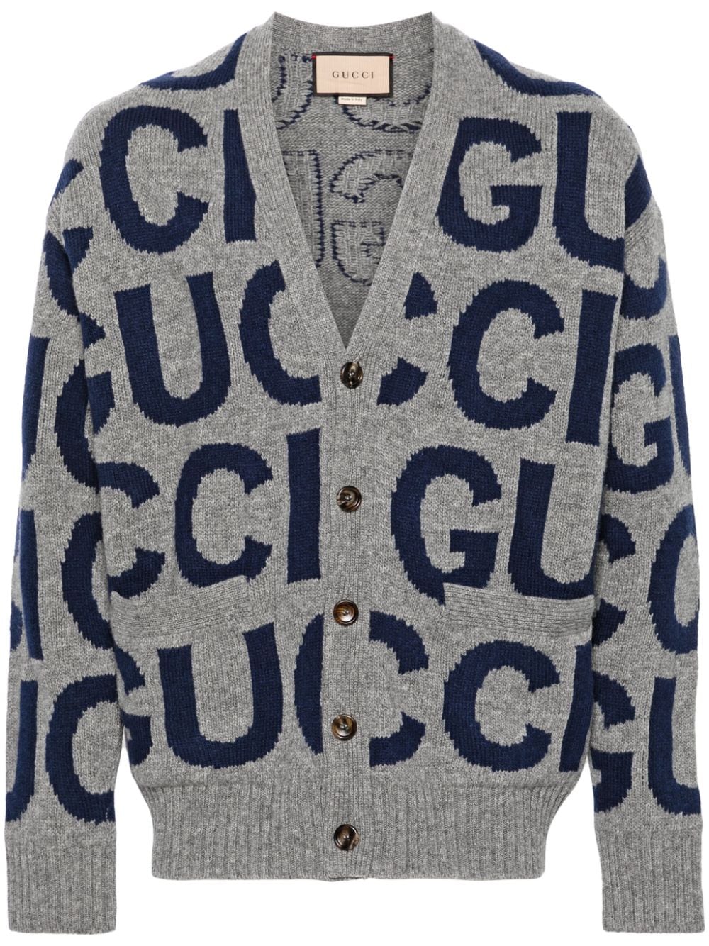 Gucci Cardigan mit Intarsien-Logo - Grau von Gucci