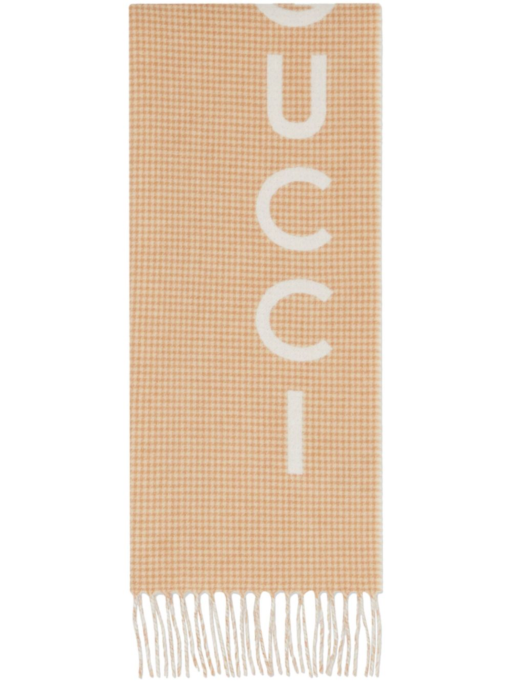 Gucci Kaschmirschal mit Logo - Nude von Gucci