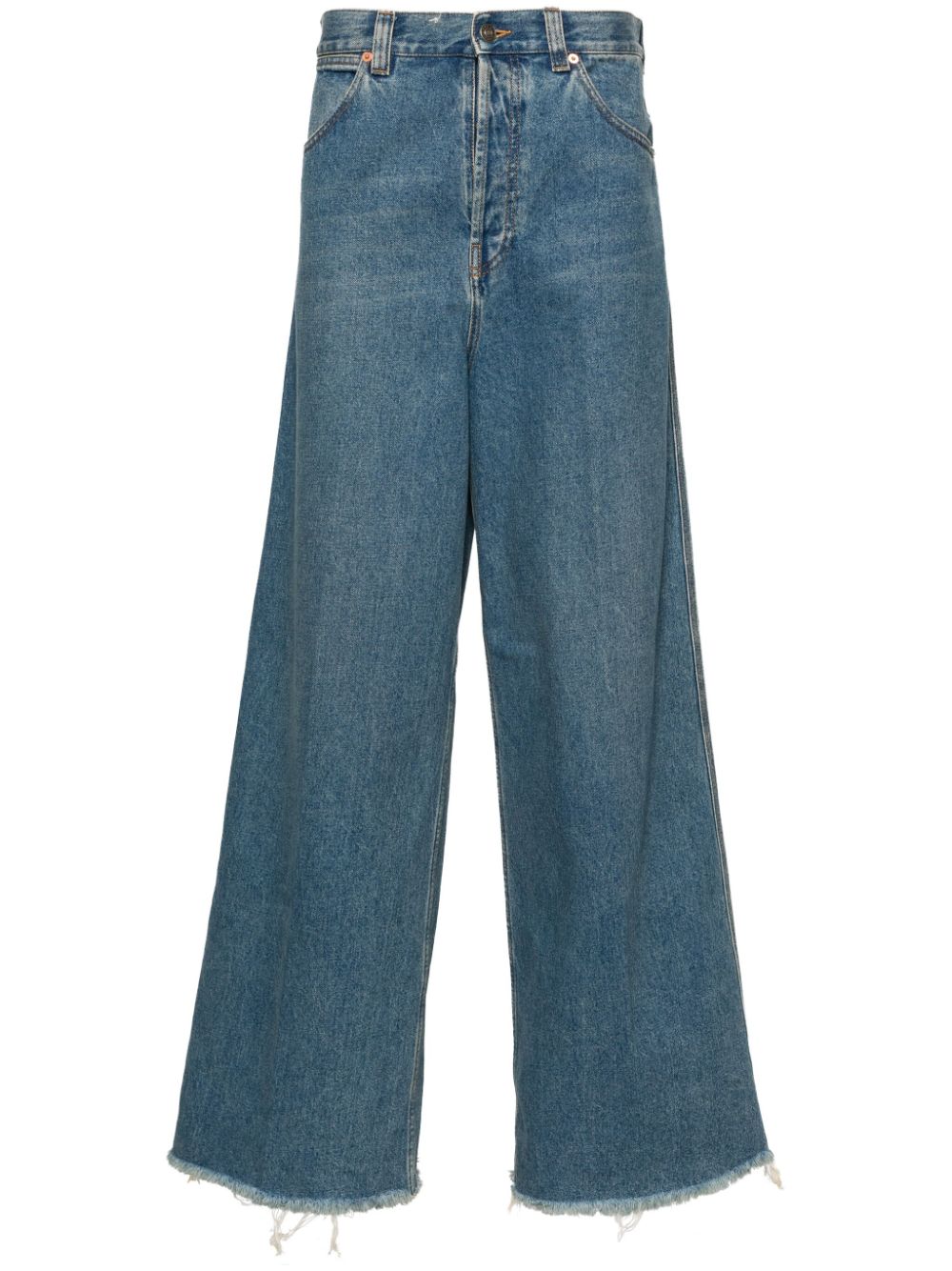 Gucci Wide-Leg-Jeans mit Logo-Patch - Blau von Gucci