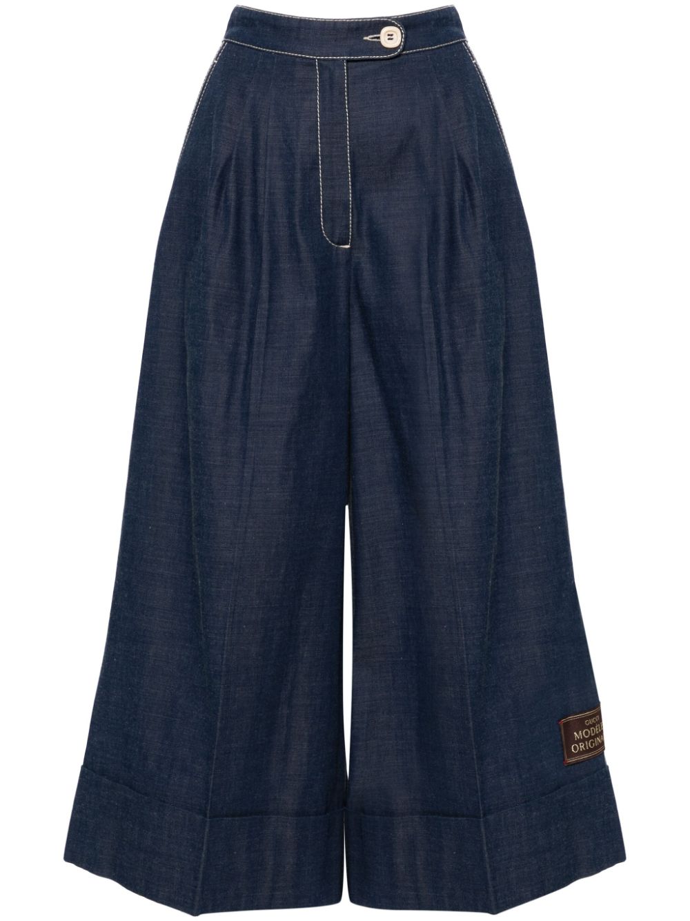 Gucci Weite Hose mit Logo-Patch - Blau von Gucci