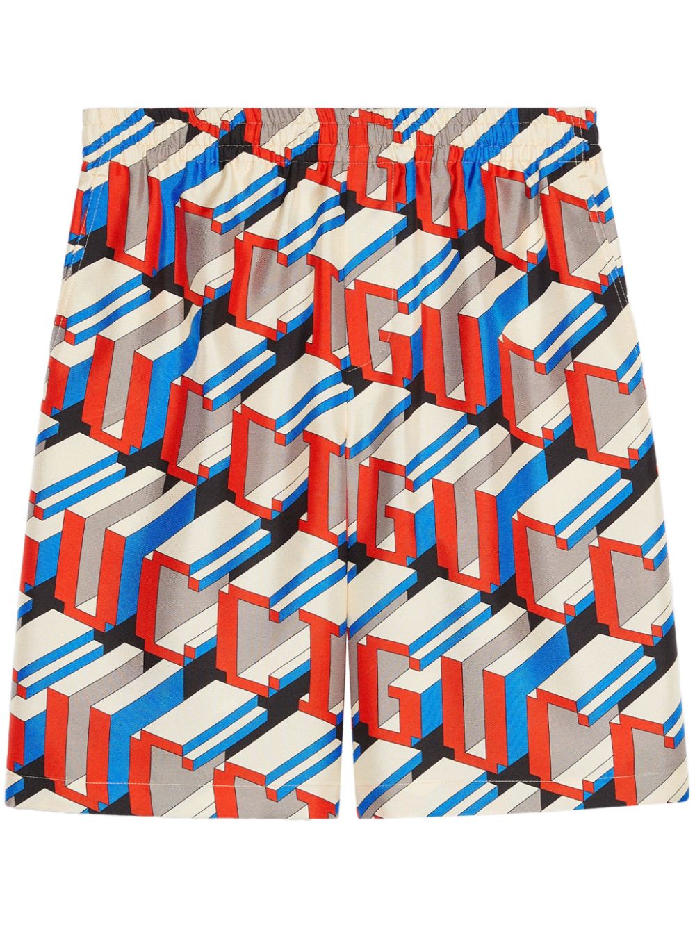 Gucci Seidenshorts mit Pixel-Print - Rot von Gucci