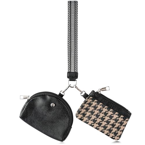 GudaAphrmix Mini-Geldbörse mit Reißverschluss – Mini-Doppel-Münztasche um das Handgelenk, Geldbörsen-Sets mit Schlüsselanhänger, tragbar, Reisen, Outdoor, Spaziergang, Münzgeldbörse, Tasche, sicherer von GudaAphrmix