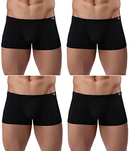 Herren Seidige Boxershorts Kurze Bein Unterwäsche Pack Gesundheit zu tragen, 4er-Pack, A01, Medium von Gudan