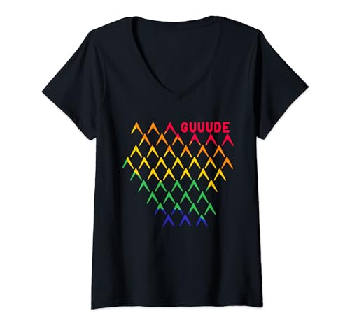 Damen Gude Abbelwoiglas Bembel Muster Hessen Äppler LGBT Pride T-Shirt mit V-Ausschnitt Damen Gude Abbelwoiglas Bembel Muster Hessen Äppler LGBT Pride T-Shirt mit V-Ausschnitt von Gude Hessen Äbbelwoiglas Bembel Äppler LGBT Design