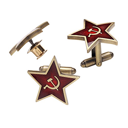 Gudeke Sowjetischen roter Stern Sozialismus Russische Revers Pin und Manschettenknöpfe Set von Gudeke