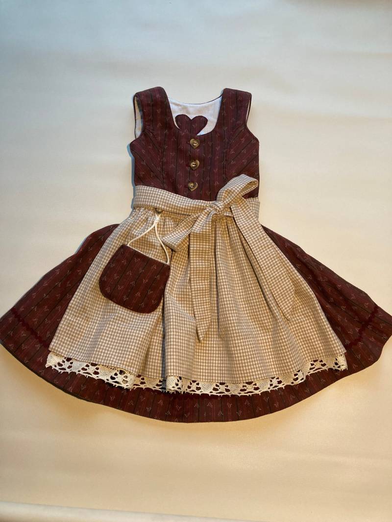 Kinderdirndl Gr.92, Upcycling Unikat Bestehend Aus Kleid Und Schürze Mit Baumeltäschchen von GudrunRichter