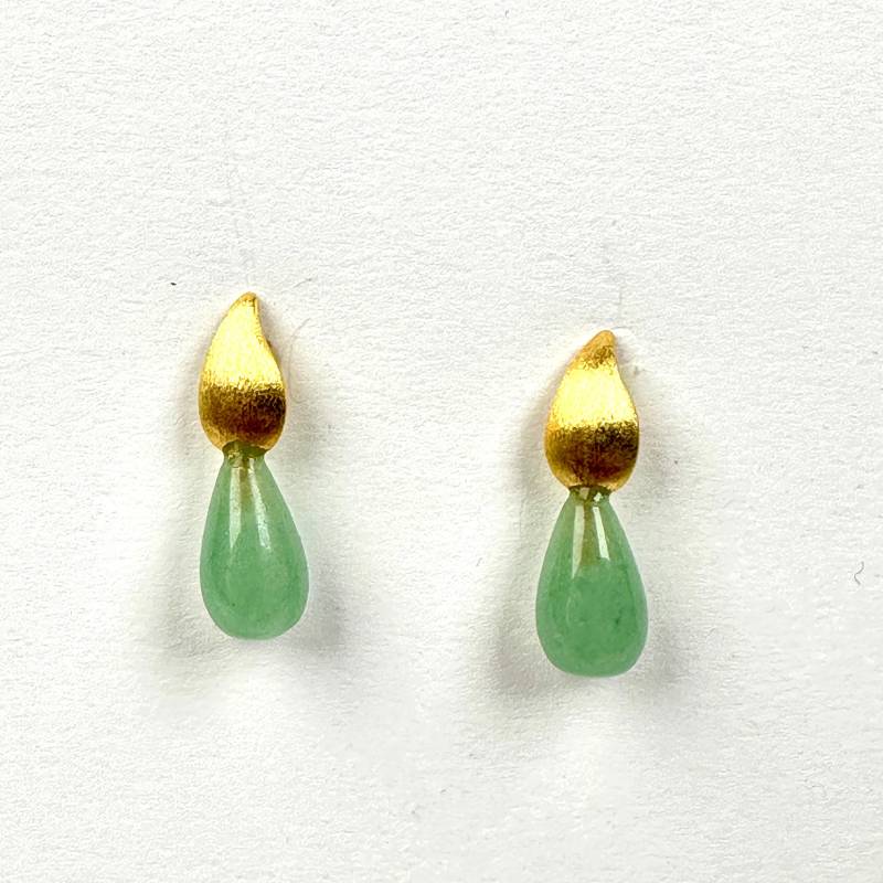 Goldene Ohrstecker Mit Grünem Aventurin von GudrunRothSchmuck