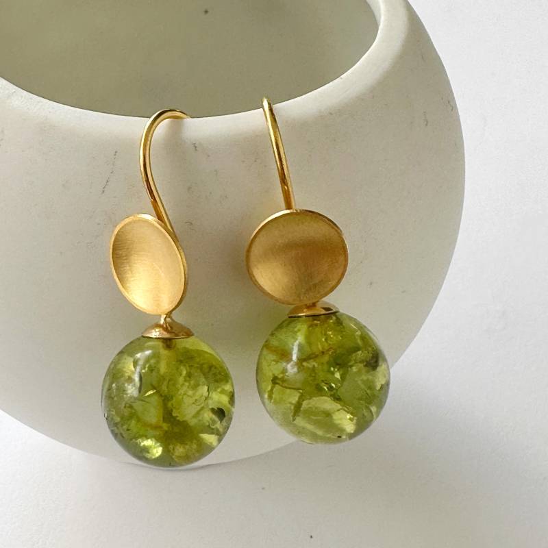 Grüner Bernstein Und Gold von GudrunRothSchmuck