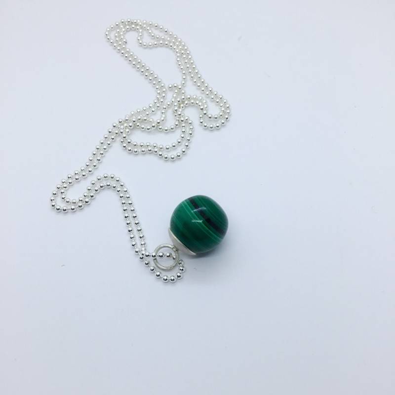 Malachitkugel Anhänger Silber von GudrunRothSchmuck