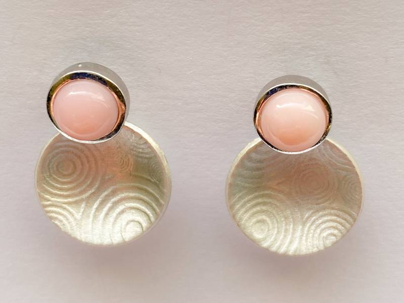 Ohrring Pink Opal Silber Silberscheibe von GudrunRothSchmuck