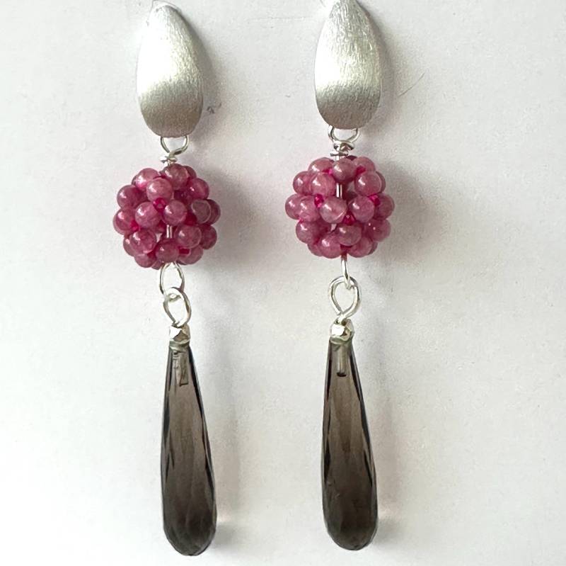 Ohrringe Mit Rosa Turmalin Und Rauchquarz von GudrunRothSchmuck