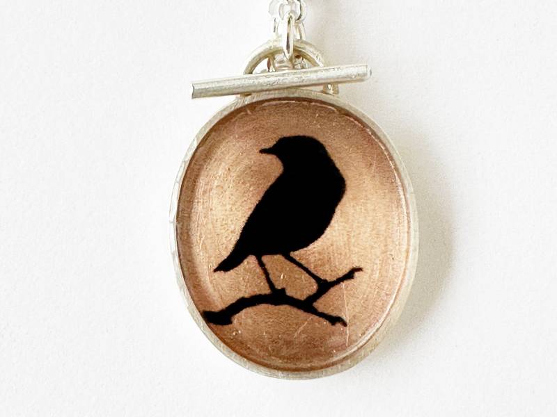 Silberanhänger Mit Vogel Scherenschnitt von GudrunRothSchmuck