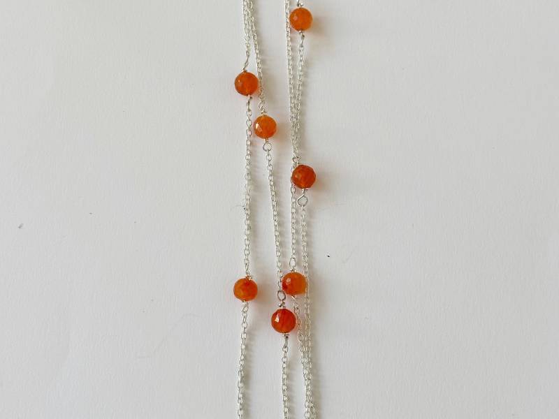 Silberkette Mit Karneol Kugeln Orange von GudrunRothSchmuck