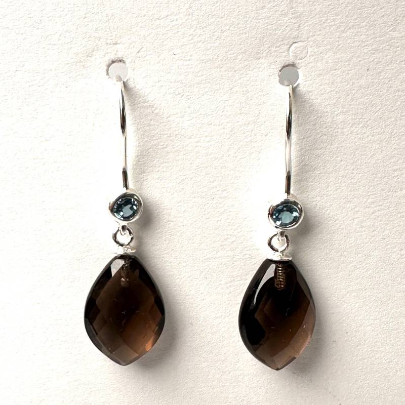 Silberohrring Mit Rauchquarz Und Topas von GudrunRothSchmuck