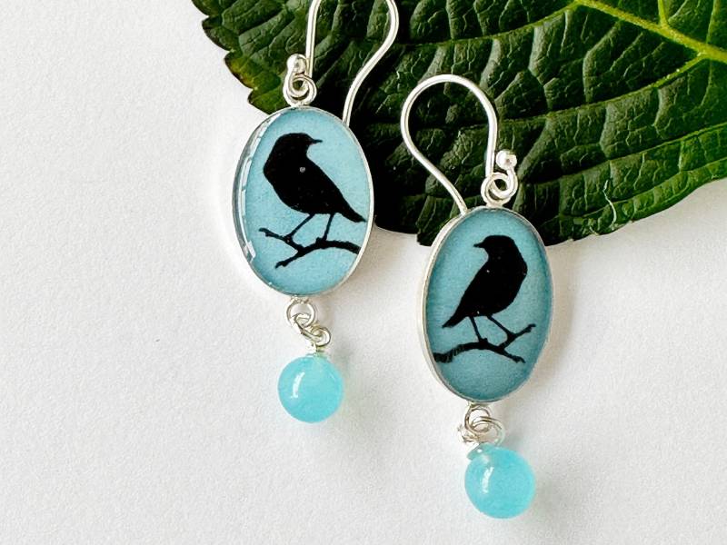 Silberohrring Vogel Scherenschnitt von GudrunRothSchmuck