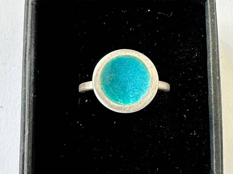 Zarter Silberring Türkis Emailliert von GudrunRothSchmuck