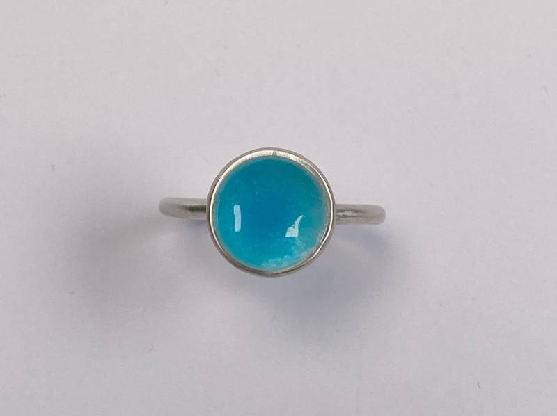 Zarter Silberring Türkis Emailliert von GudrunRothSchmuck