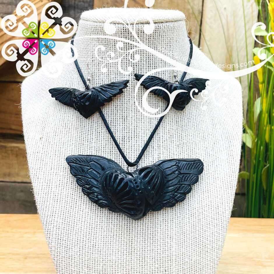 7. Fliegende Herz Set - Schmuck Aus Schwarzem Ton 7. Fliegende Herz Set - Schmuck Aus Schwarzem Ton von GuelaguetzaDesigns