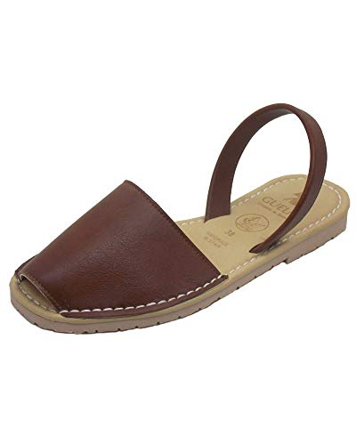 Authentische Vegane Menorquinische Sandalen, Abarcas für Herren - Farbe Leder, 46 von Guelmi shoes