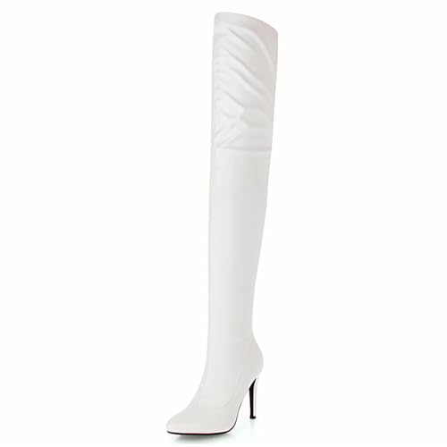 Gueploer Damen Overknee Stiefel, Spitze Dünne Absätze Stretch High Thigh Stiefel Für Party, Täglich,Weiß,33 EU Gueploer Damen Overknee Stiefel, Spitze Dünne Absätze Stretch High Thigh Stiefel Für Party, Täglich,Weiß,33 EU von Gueploer