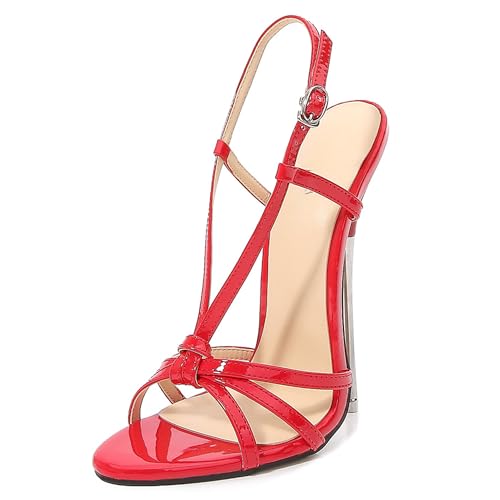 Gueploer Damen Sandalen Mit Metall Dünne Absätze, Runde Offene Zehen Slingbacks Kreuz Riemen Sandalen Für Partykleid Täglich,Rot,40.5 EU Gueploer Damen Sandalen Mit Metall Dünne Absätze, Runde Offene Zehen Slingbacks Kreuz Riemen Sandalen Für Partykleid Täglich,Rot,40.5 EU von Gueploer