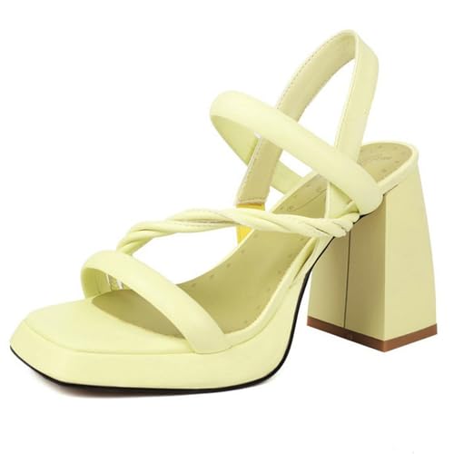 Gueploer Frauen Heels Sandalen, Chunky Heel Crossover Riemchen Sommer High Heels Offene Zehe Slingbacks Für Täglich, Party,Gelb,45 EU Gueploer Frauen Heels Sandalen, Chunky Heel Crossover Riemchen Sommer High Heels Offene Zehe Slingbacks Für Täglich, Party,Gelb,45 EU von Gueploer