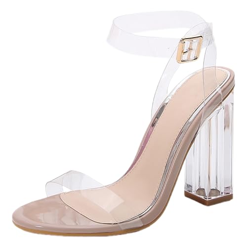 Gueploer Frauen Heels Sandalen, Klare Riemchen High Heels Runde Offene Spitze Chunky Heels Drees Pumps Für Party Hochzeit Täglich,Apricot,40 EU Gueploer Frauen Heels Sandalen, Klare Riemchen High Heels Runde Offene Spitze Chunky Heels Drees Pumps Für Party Hochzeit Täglich,Apricot,40 EU von Gueploer