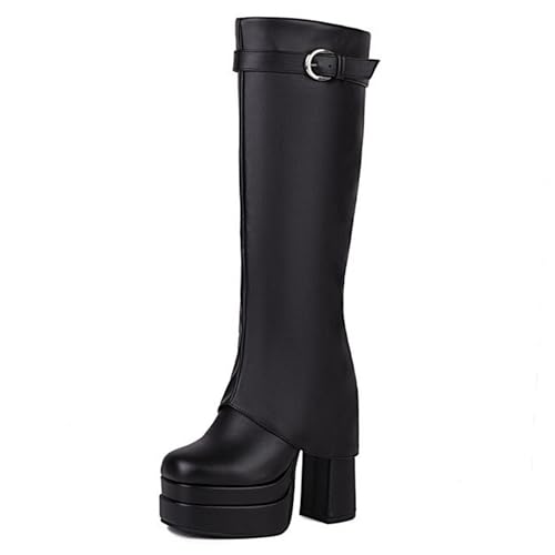 Gueploer Frauen Hohe Stiefel, 14Cm Chunky Heel Platform Long Knee Stiefel Für Party, Täglich, Arbeit,Schwarz,39 EU Gueploer Frauen Hohe Stiefel, 14Cm Chunky Heel Platform Long Knee Stiefel Für Party, Täglich, Arbeit,Schwarz,39 EU von Gueploer