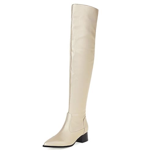 Gueploer Over The Knee Stiefel, Frauen Spitz Blockabsatz Hohe Oberschenkel Stiefel Für Party, Täglich, Arbeit,2#,38 EU von Gueploer