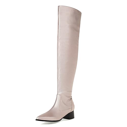 Gueploer Over The Knee Stiefel, Frauen Spitz Blockabsatz Hohe Oberschenkel Stiefel Für Party, Täglich, Arbeit,3#,42 EU von Gueploer