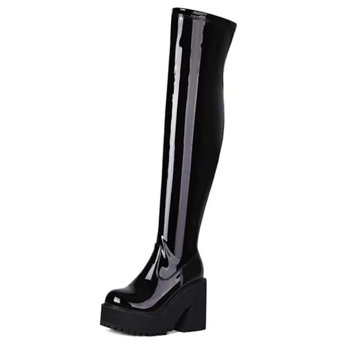 Gueploer Over The Knee Stiefel, Runde Zehe Plateau Frauen Hohe Oberschenkel Stiefel Für Party, Täglich, Arbeit,Schwarz,33 EU Gueploer Over The Knee Stiefel, Runde Zehe Plateau Frauen Hohe Oberschenkel Stiefel Für Party, Täglich, Arbeit,Schwarz,33 EU von Gueploer