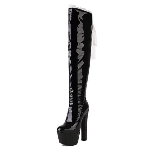 Gueploer Overknee-Stiefel Für Damen, Round Toe Chunky Heels Plateau High Thigh Stiefel Für Party, Täglich,Schwarz,37 EU Gueploer Overknee-Stiefel Für Damen, Round Toe Chunky Heels Plateau High Thigh Stiefel Für Party, Täglich,Schwarz,37 EU von Gueploer
