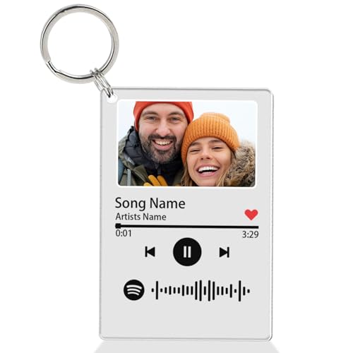 Guerity Spotify Schlüsselanhänger Plakette - Acryl Album Cover Custom Picture Keychain Mit Foto & Text - Geschenk für Hochzeitstag Valentinstag von Guerity