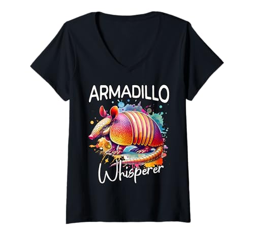 Damen Armadillo Whisperer Gürteltier T-Shirt mit V-Ausschnitt Damen Armadillo Whisperer Gürteltier T-Shirt mit V-Ausschnitt von Gürteltier Designs Für Damen Und Herren
