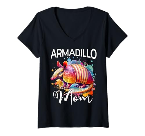 Damen Armadillo Mom Gürteltier Mama T-Shirt mit V-Ausschnitt Damen Armadillo Mom Gürteltier Mama T-Shirt mit V-Ausschnitt von Gürteltier Mama Für Damen