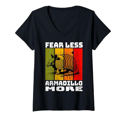 Damen Armadillo Retro Gürteltier T-Shirt mit V-Ausschnitt Damen Armadillo Retro Gürteltier T-Shirt mit V-Ausschnitt von Gürteltier Motive Herren Damen