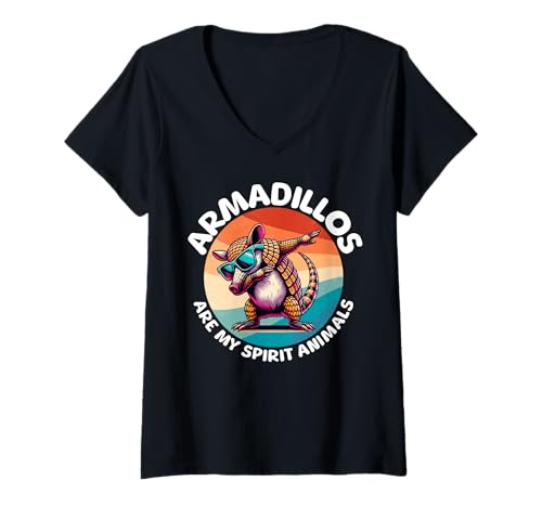 Damen Gürteltier Spirit Animal Armadillo T-Shirt mit V-Ausschnitt Damen Gürteltier Spirit Animal Armadillo T-Shirt mit V-Ausschnitt von Gürteltier Sprüche Für Damen Und Herren