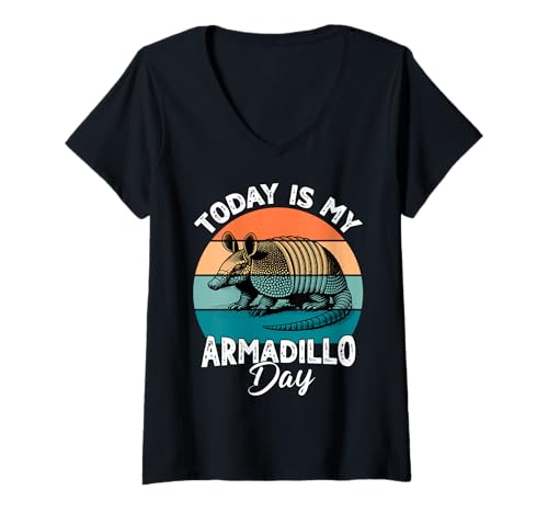 Damen Armadillo Gürteltier T-Shirt mit V-Ausschnitt von Gürteltier Sprüche Herren Damen