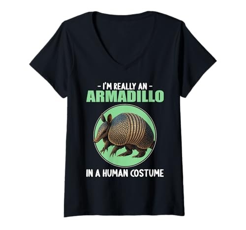 Damen Gürteltiere Gürteltier T-Shirt mit V-Ausschnitt Damen Gürteltiere Gürteltier T-Shirt mit V-Ausschnitt von Gürteltiere Gürteltier Tier Shop