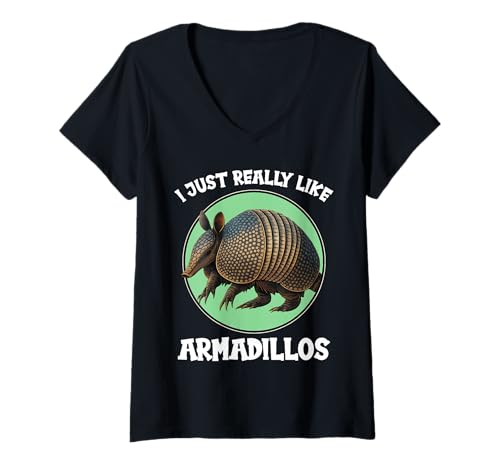 Damen Gürteltiere Gürteltier T-Shirt mit V-Ausschnitt Damen Gürteltiere Gürteltier T-Shirt mit V-Ausschnitt von Gürteltiere Gürteltier Tier Shop