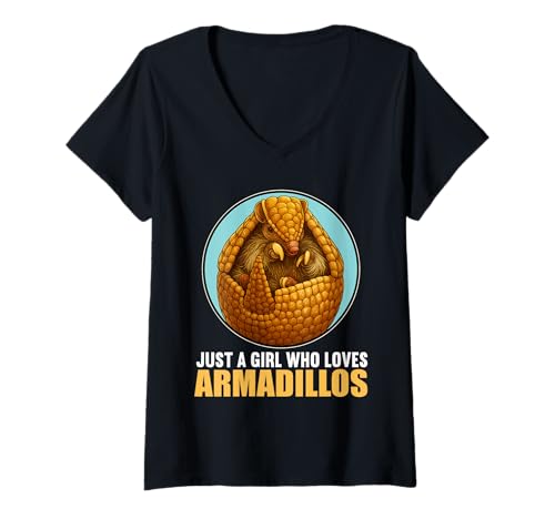 Damen Gürteltiere Gürteltier T-Shirt mit V-Ausschnitt Damen Gürteltiere Gürteltier T-Shirt mit V-Ausschnitt von Gürteltiere Gürteltier Tier Shop