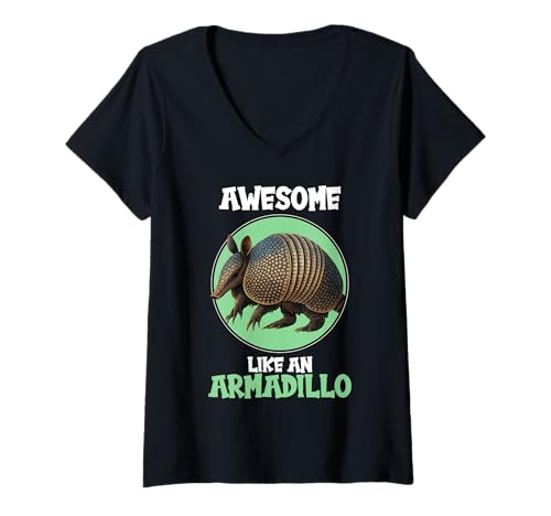Damen Gürteltiere Gürteltier T-Shirt mit V-Ausschnitt Damen Gürteltiere Gürteltier T-Shirt mit V-Ausschnitt von Gürteltiere Gürteltier Tier Shop