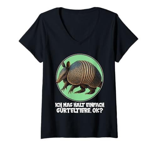 Damen Gürteltiere Gürteltier T-Shirt mit V-Ausschnitt Damen Gürteltiere Gürteltier T-Shirt mit V-Ausschnitt von Gürteltiere Gürteltier Tier Shop