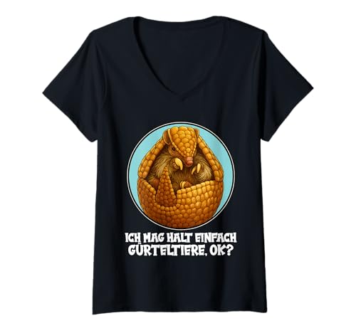 Damen Gürteltiere Gürteltier T-Shirt mit V-Ausschnitt Damen Gürteltiere Gürteltier T-Shirt mit V-Ausschnitt von Gürteltiere Gürteltier Tier Shop