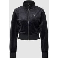 Guess Activewear Cropped Sweatjacke mit Strasssteinbesatz in Black, Größe L von Guess Activewear