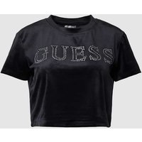 Guess Activewear Cropped T-Shirt mit Strasssteinbesatz Modell 'COUTURE' in Black, Größe M von Guess Activewear