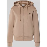 Guess Activewear Sweatjacke mit Label-Applikation in Taupe, Größe M von Guess Activewear