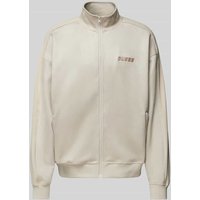 Guess Activewear Sweatjacke mit Label-Stitching in metallic Modell 'MOJO' in Stein, Größe M von Guess Activewear