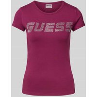 Guess Activewear T-Shirt mit Strasssteinbesatz Modell 'KIARA' in Fuchsia, Größe M Guess Activewear T-Shirt mit Strasssteinbesatz Modell 'KIARA' in Fuchsia, Größe M von Guess Activewear