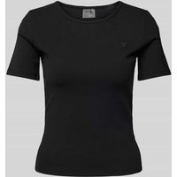 Guess Activewear T-Shirt mit geripptem Rundhalsausschnitt Modell 'STEFFI' in Black, Größe L von Guess Activewear